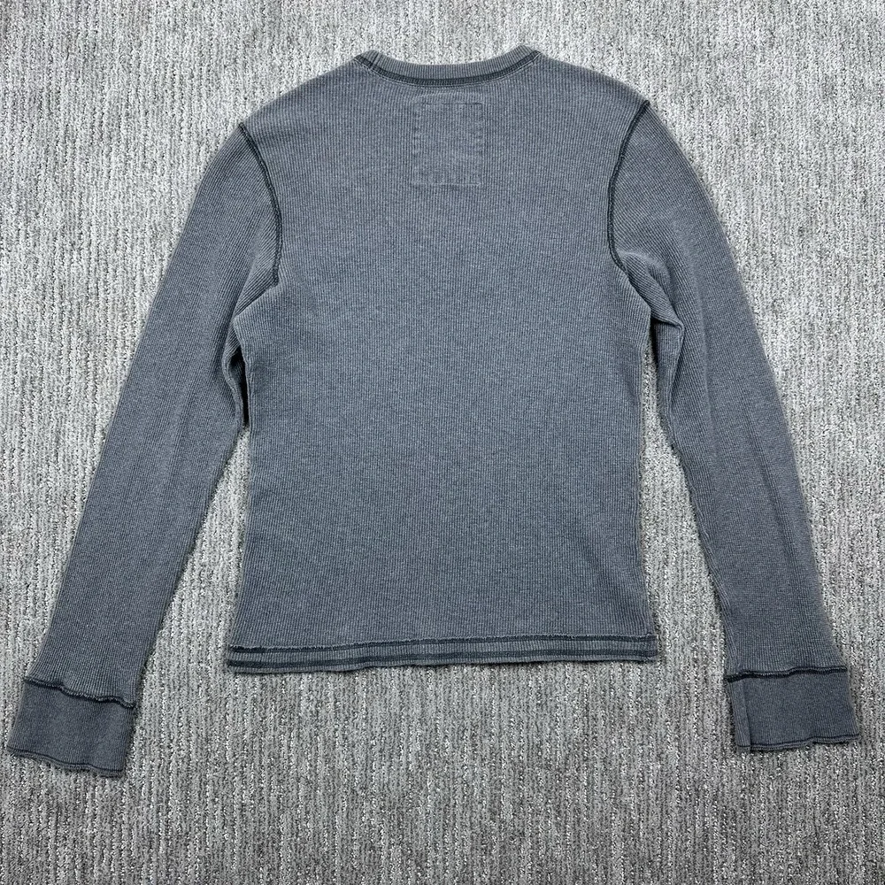 Hollister Mens Long Sleeve Thermal Waffle Knit Shirt Logo Gray Green Size‎ Large